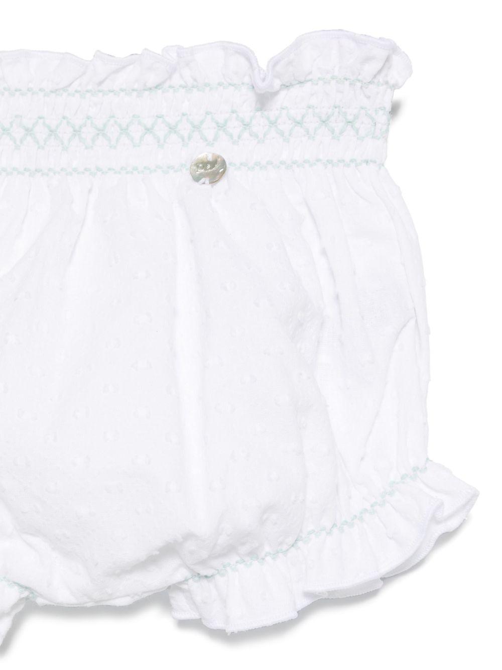 Pantaloncini per neonata Paz Rodriguez bianco con cuciture a contrasto - Rubino Kids