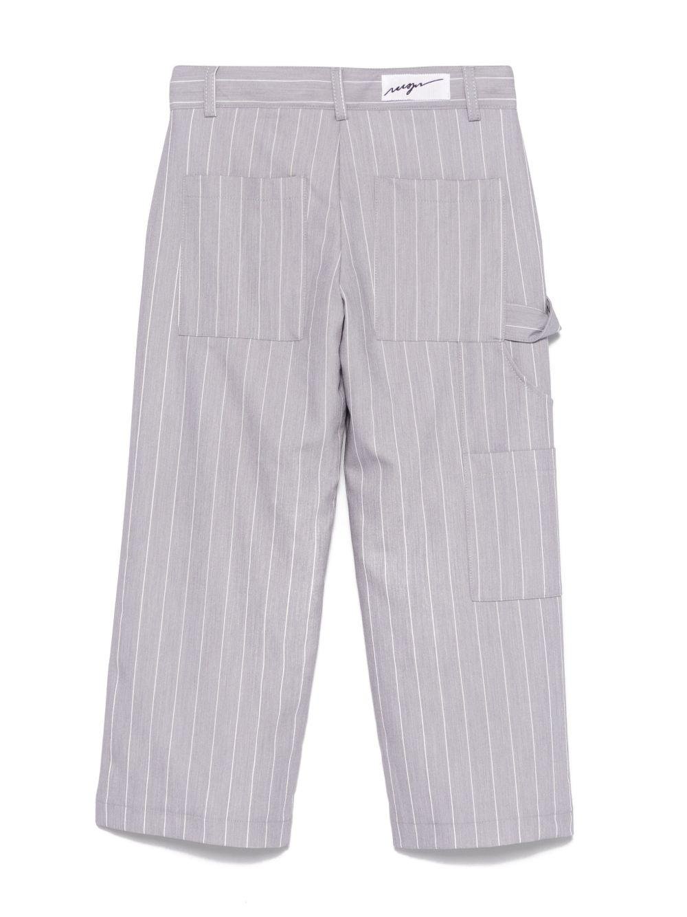 Pantaloni a righe per bambina MSGM Kids grigio con passanti - Rubino Kids
