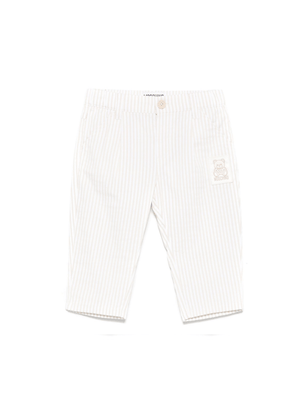 Moschino Kids beige striped trousers with belt loops for baby girls