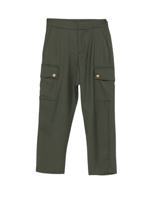 Pantaloni cargo per bambino Balmain Kids verde con bottoni dorati