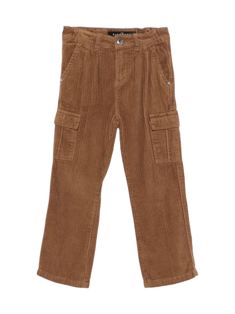 Pantaloni cargo per bambino John Richmond Junior marroni con chiusura con bottoni - Rubino Kids