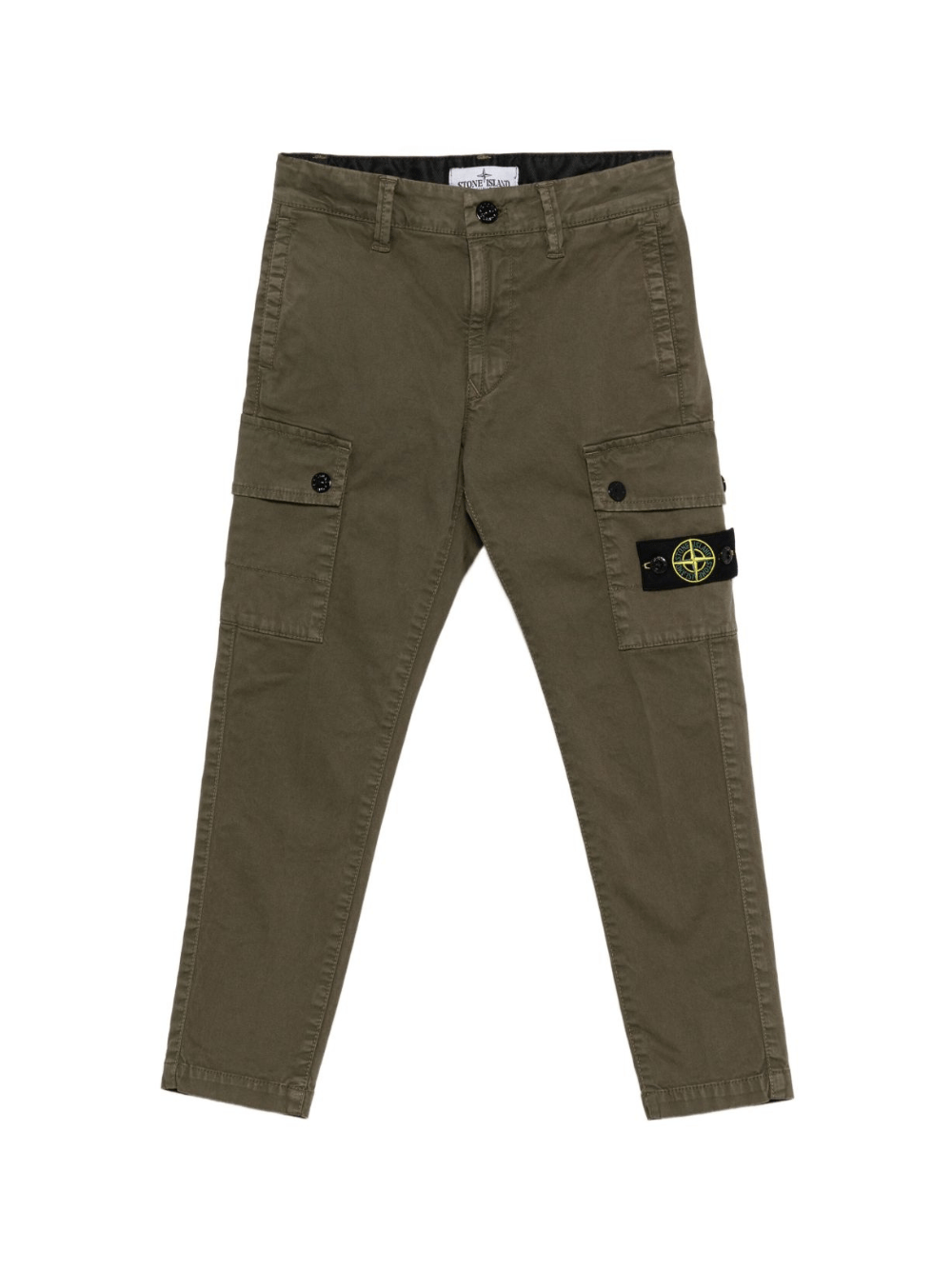 Pantaloni cargo per bambino Stone Island Junior verdi con tasca posteriore a filetto - Rubino Kids