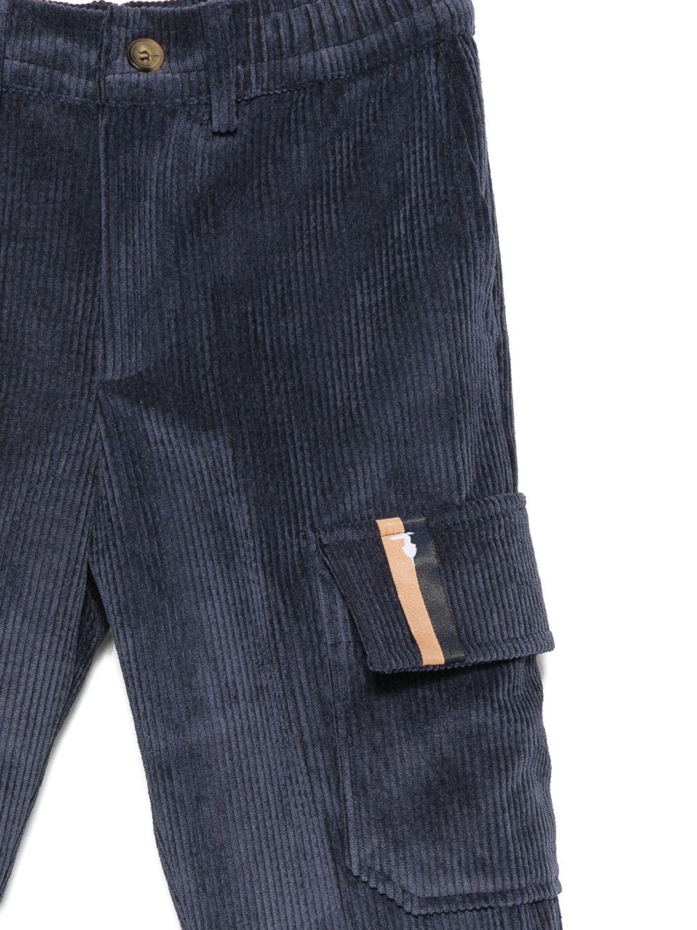 Pantaloni cargo per bambino Trussardi Junior blu in velluto a coste - Rubino Kids