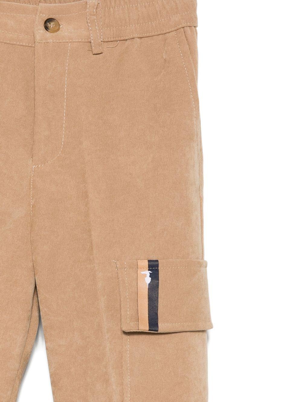 Pantaloni cargo per bambino Trussardi Junior marroni a coste con tasche laterali e orli risvoltati - Rubino Kids