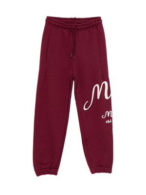 MSGM Kids burgundy sweatpants for girls with side pockets