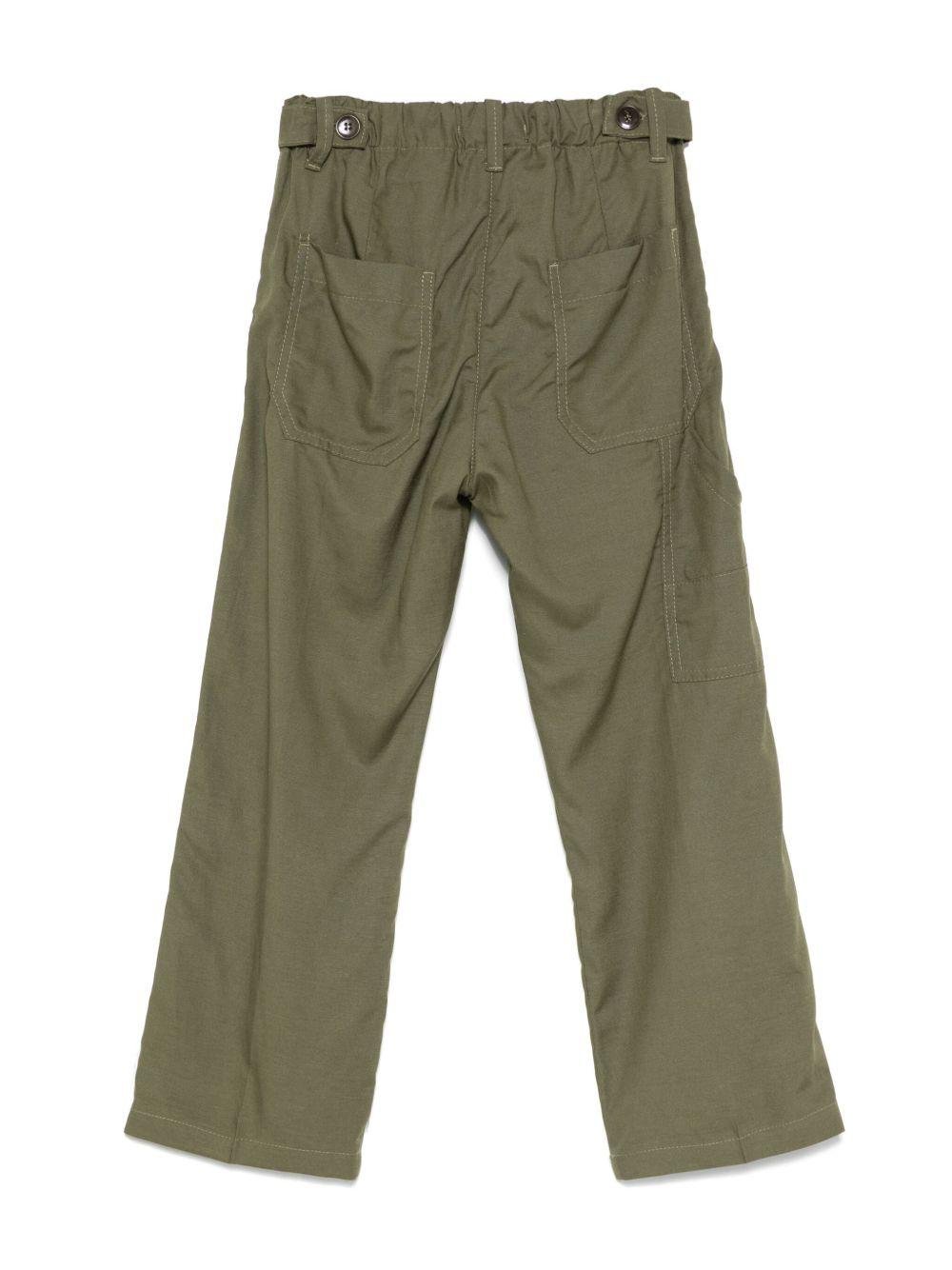 Pantaloni dritti per bambino Paolo Pecora Kids verde con coulisse - Rubino Kids