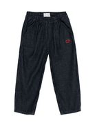 Pantaloni gessati per bambino Bobo Choses blu con logo ricamato - Rubino Kids