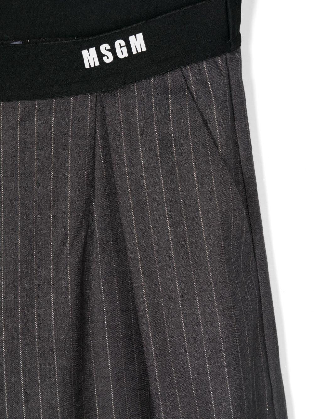 Pantaloni grigi per bambina gessati lamé MSGM Kids - Rubino Kids