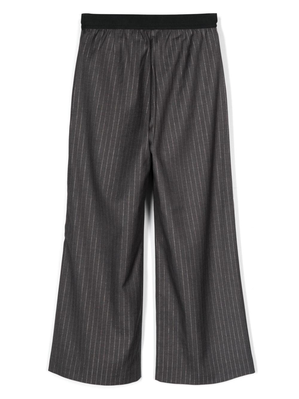 Pantaloni grigi per bambina gessati lamé MSGM Kids - Rubino Kids