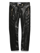 Pantaloni in finta pelle per bambina Moschino Kids nero con taglio sottile - Rubino Kids
