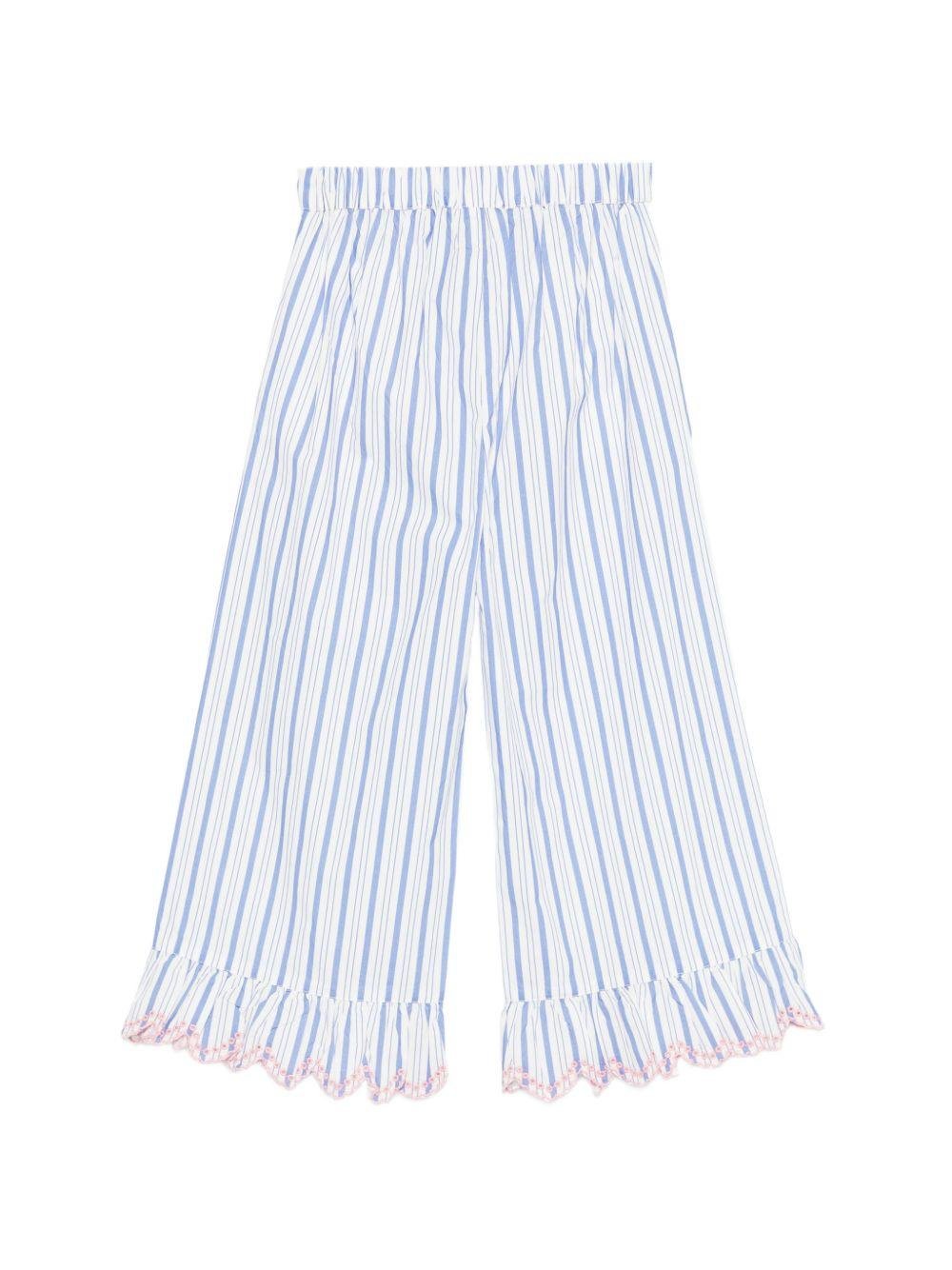 Pantaloni Loukini per bambina Louise Misha bianchi con design a righe azzurre - Rubino Kids