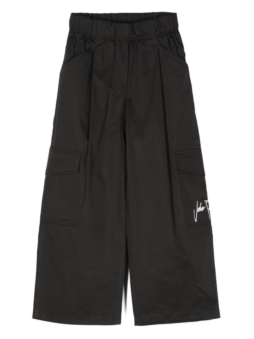 Pantaloni neri per bambina con stampa logo John Richmond Junior - Rubino Kids