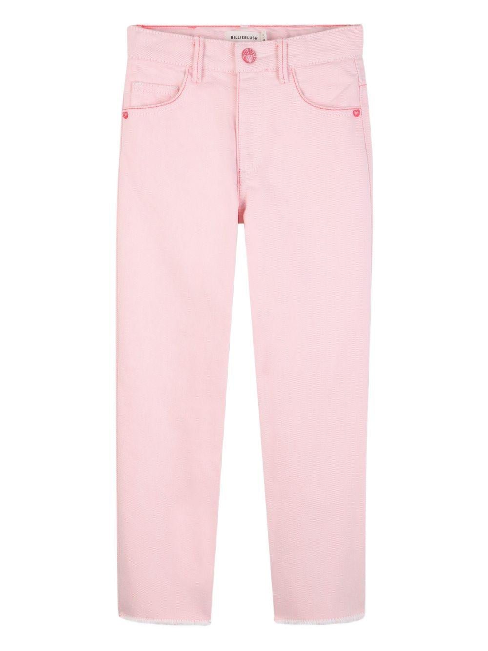 Pantaloni per bambina Billieblush rosa con tasche in paillettes - Rubino Kids