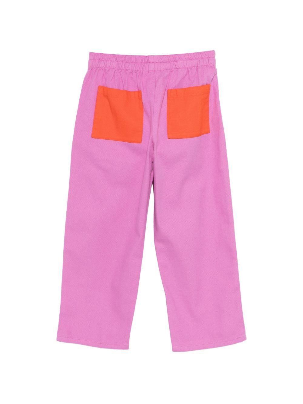Pantaloni per bambina Bobo Choses rosa con design color - block - Rubino Kids