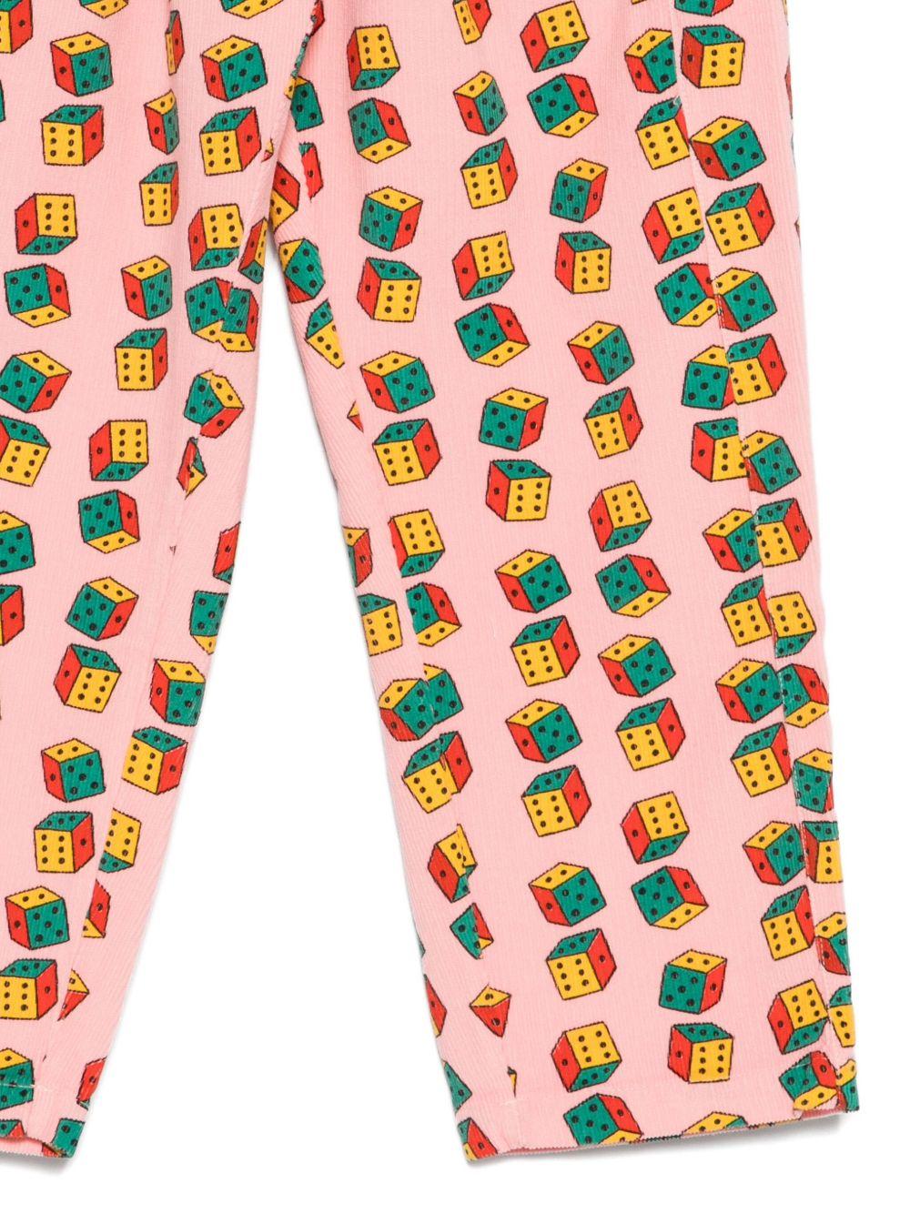 Pantaloni per bambina Bobo Choses rosa con stampa a dadi - Rubino Kids