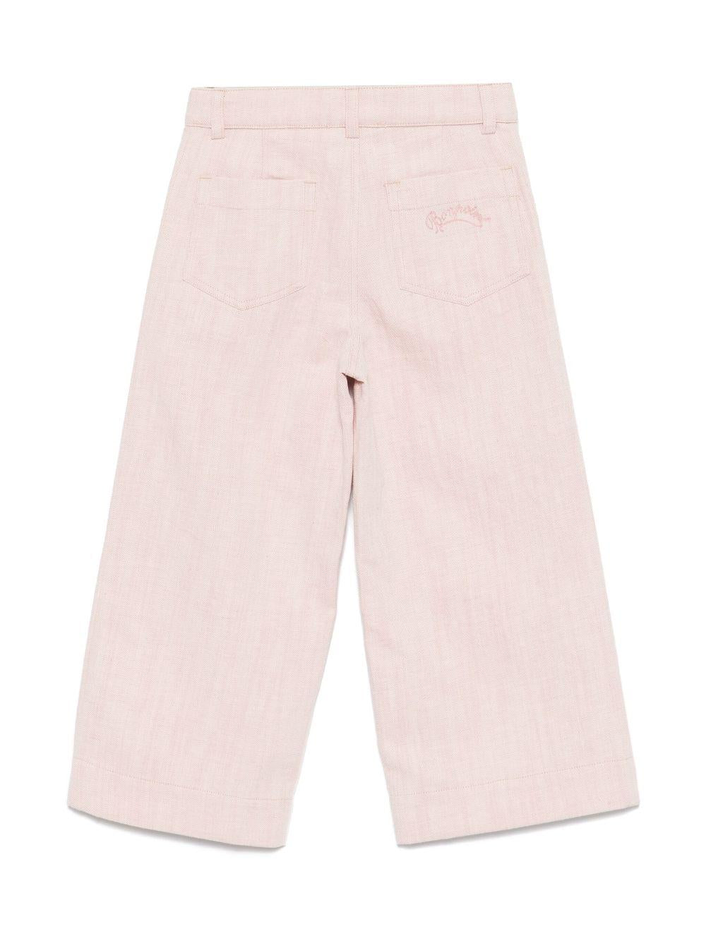 Pantaloni per bambina Bonpoint Gersande rosa con due tasche posteriori applicate - Rubino Kids