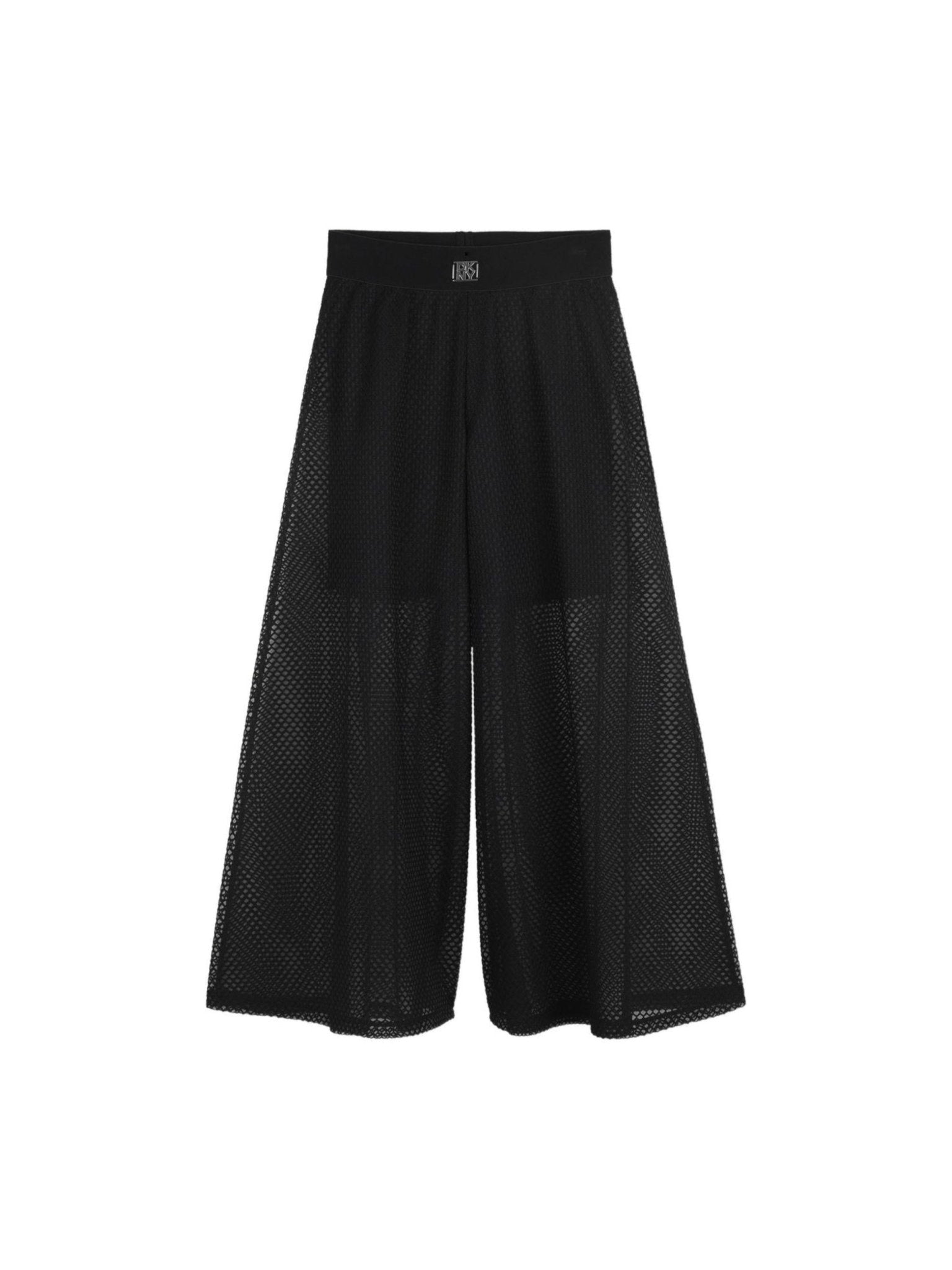 Pantaloni per bambina DKNY Kids neri con placca logo - Rubino Kids