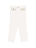 Pantaloni per bambina Elisabetta Franchi La Mia Bambina bianchi con profili a contrasto - Rubino Kids