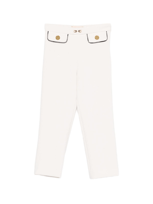 Elisabetta Franchi La Mia Bambina white trousers with contrasting trims for girls