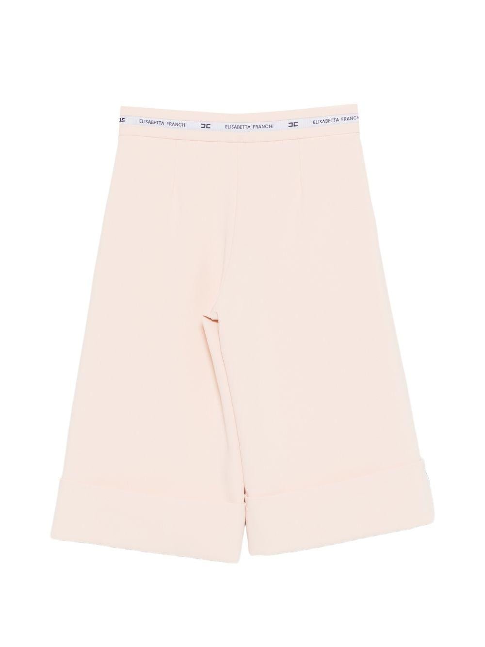 Pantaloni per bambina Elisabetta Franchi la Mia Bambina rosa chiaro con banda logo - Rubino Kids