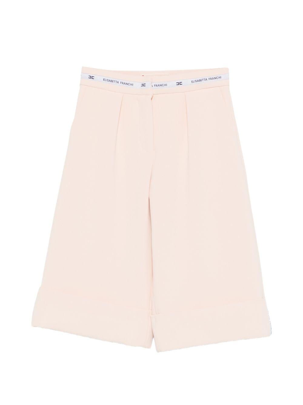Pantaloni per bambina Elisabetta Franchi la Mia Bambina rosa chiaro con banda logo - Rubino Kids