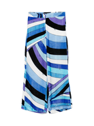 Pantaloni per bambina Emilio Pucci Junior blu in velluto con stampa astratta - Rubino Kids