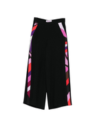 Pantaloni per bambina Emilio Pucci Junior nero a fantasia geometrica - Rubino Kids