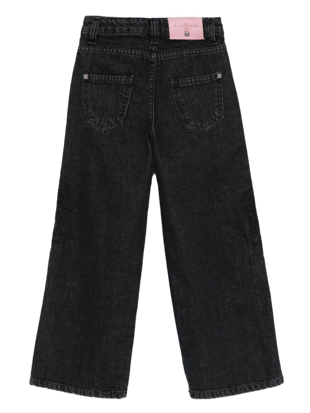 Pantaloni per bambina John Richmond Junior nero con applicazione - Rubino Kids