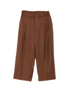 Pantaloni per bambina Laneus Kids marroni con elastico in vita - Rubino Kids