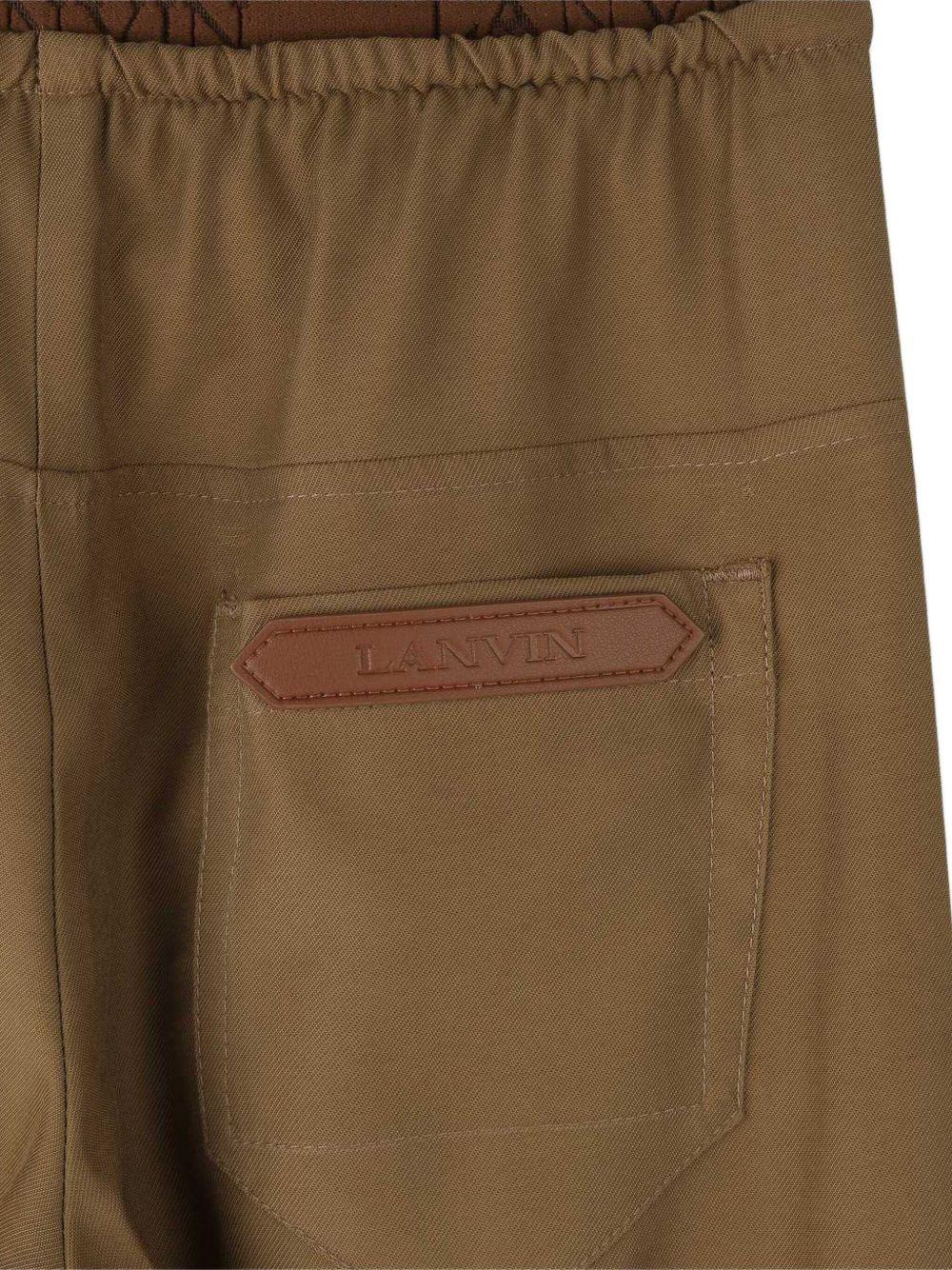 Pantaloni per bambina Lanvin Enfant marroni con vita elasticizzata - Rubino Kids