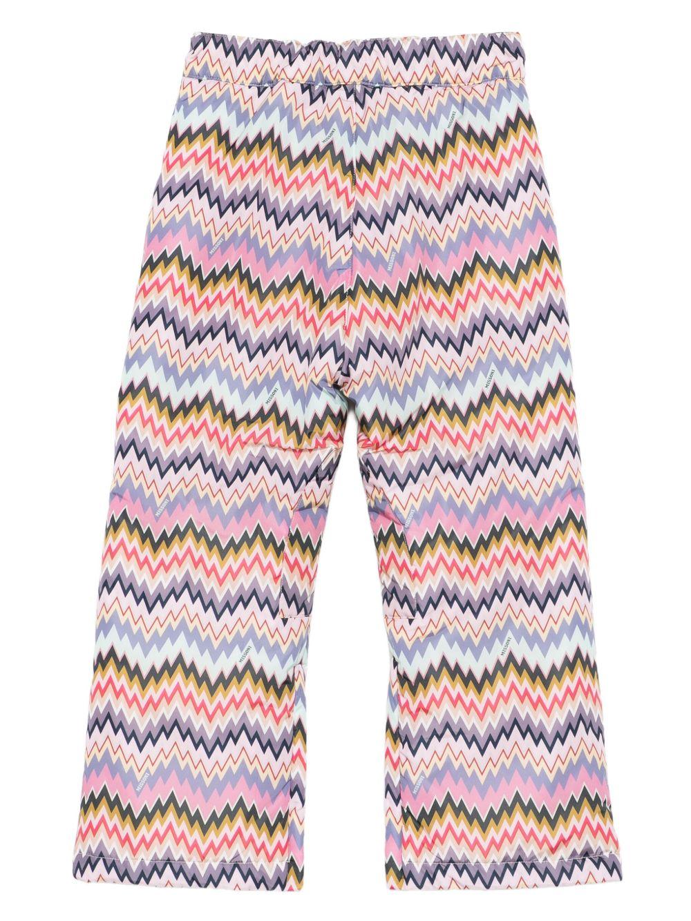 Pantaloni per bambina Missoni Kids multicolore con motivo a chevron - Rubino Kids