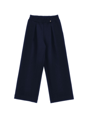 Monnalisa blue trousers for girls with decorative button detail