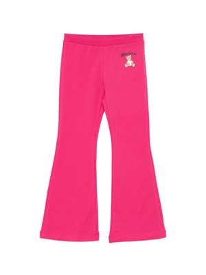 Moschino Kids fuchsia teddy bear print trousers for girls