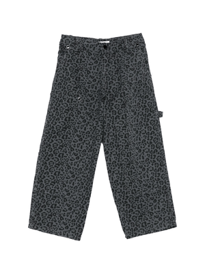 MSGM Kids gray leopard print trousers for girls