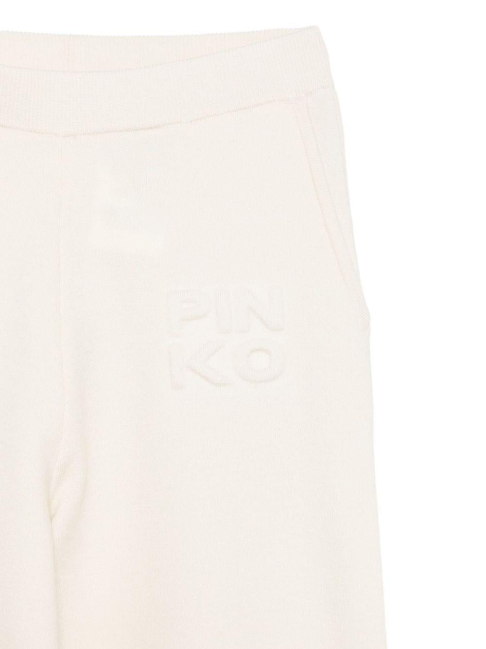 Pantaloni per bambina Pinko Kids bianchi con logo in rilievo - Rubino Kids