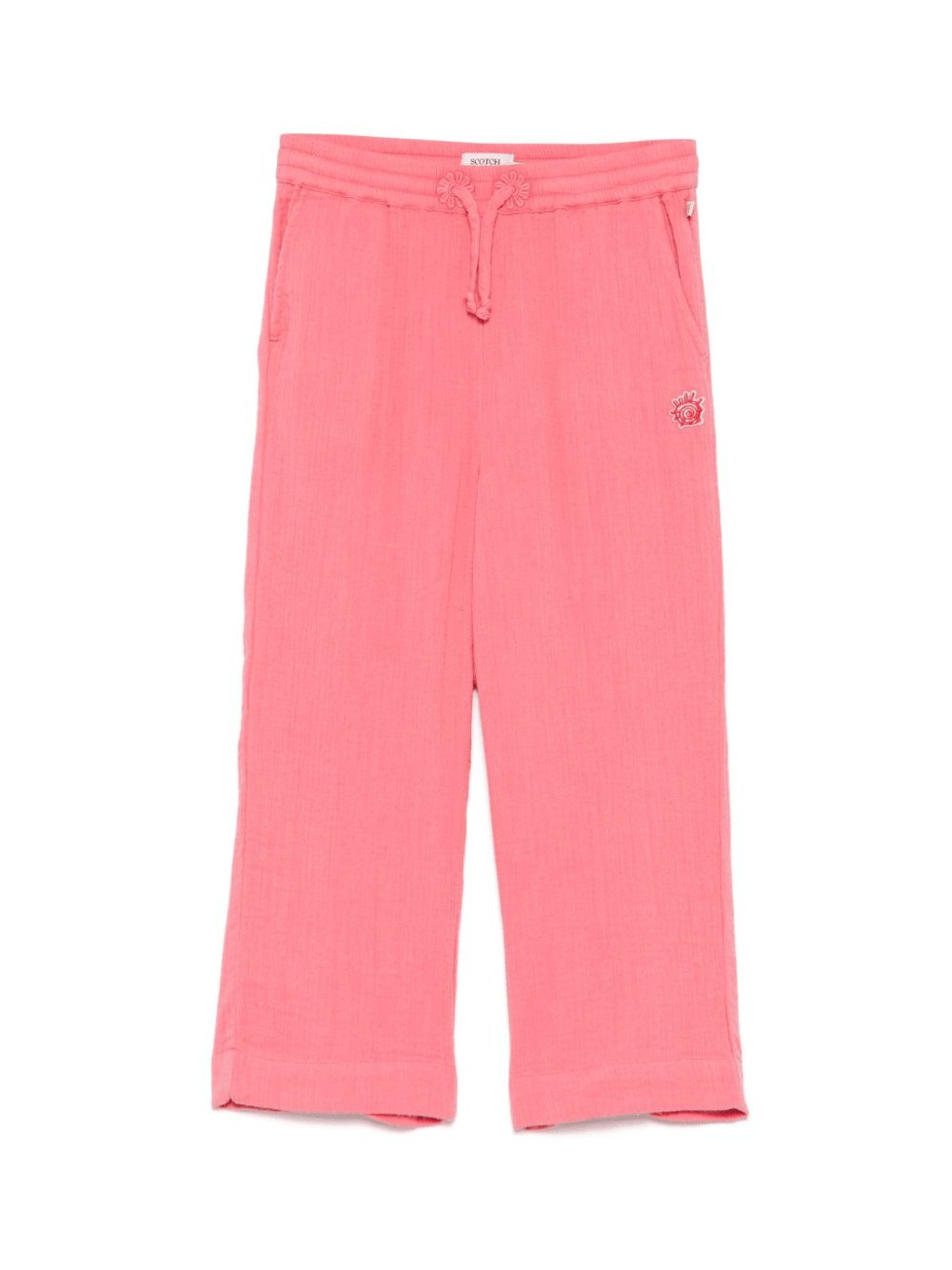 Pantaloni per bambina Scotch & Soda Kids rosa con effetto stropicciato - Rubino Kids