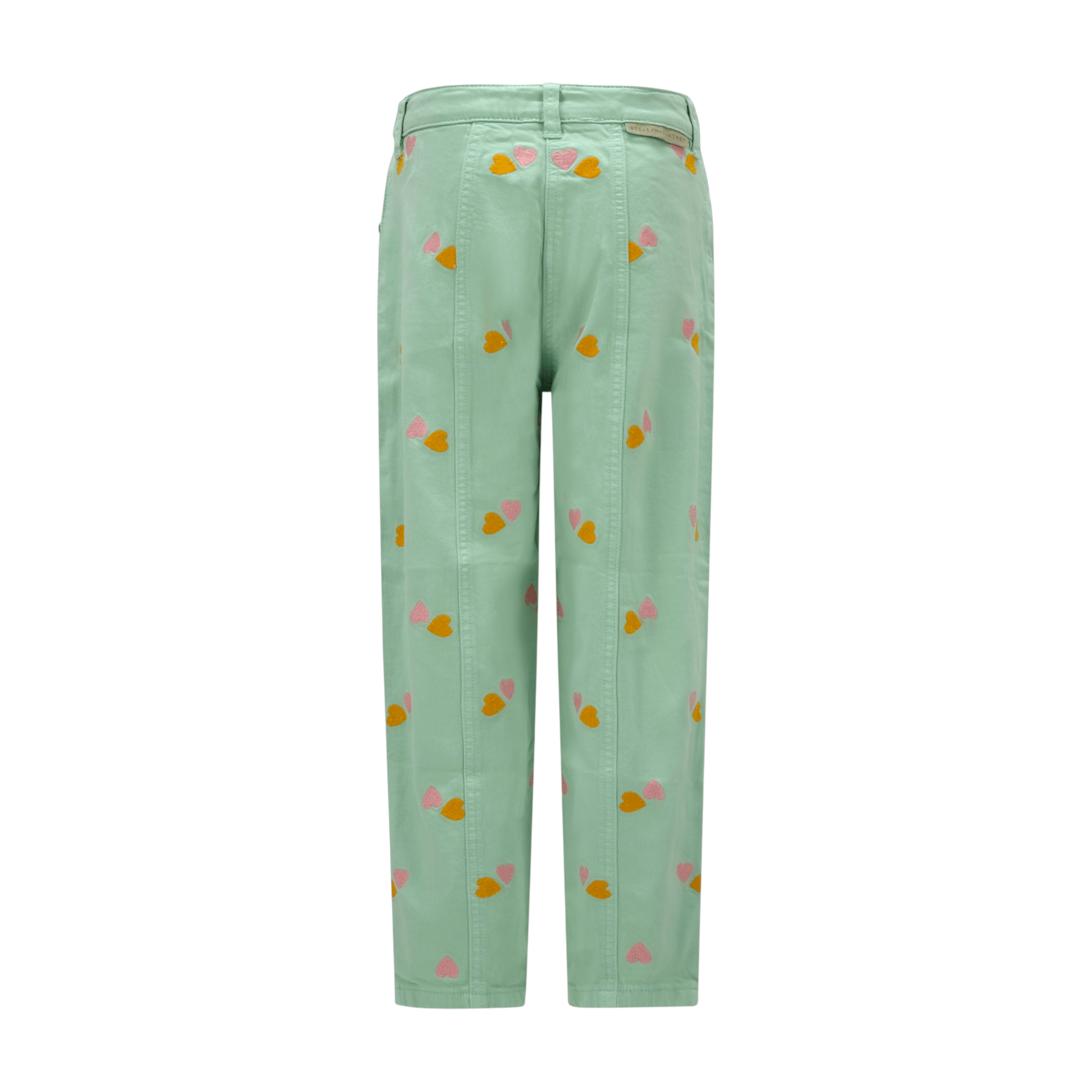 Pantaloni per bambina Stella McCartney Kids verde con dettagli cuoricini - Rubino Kids