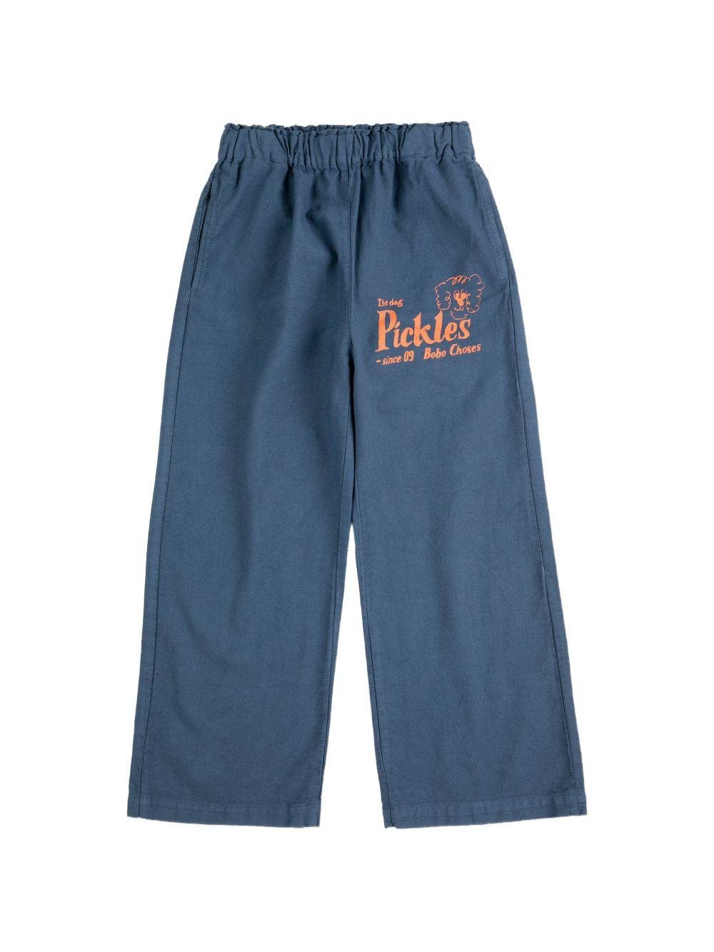 Pantaloni per bambino Bobo Choses blu con stampa "Pickles The Dog" - Rubino Kids