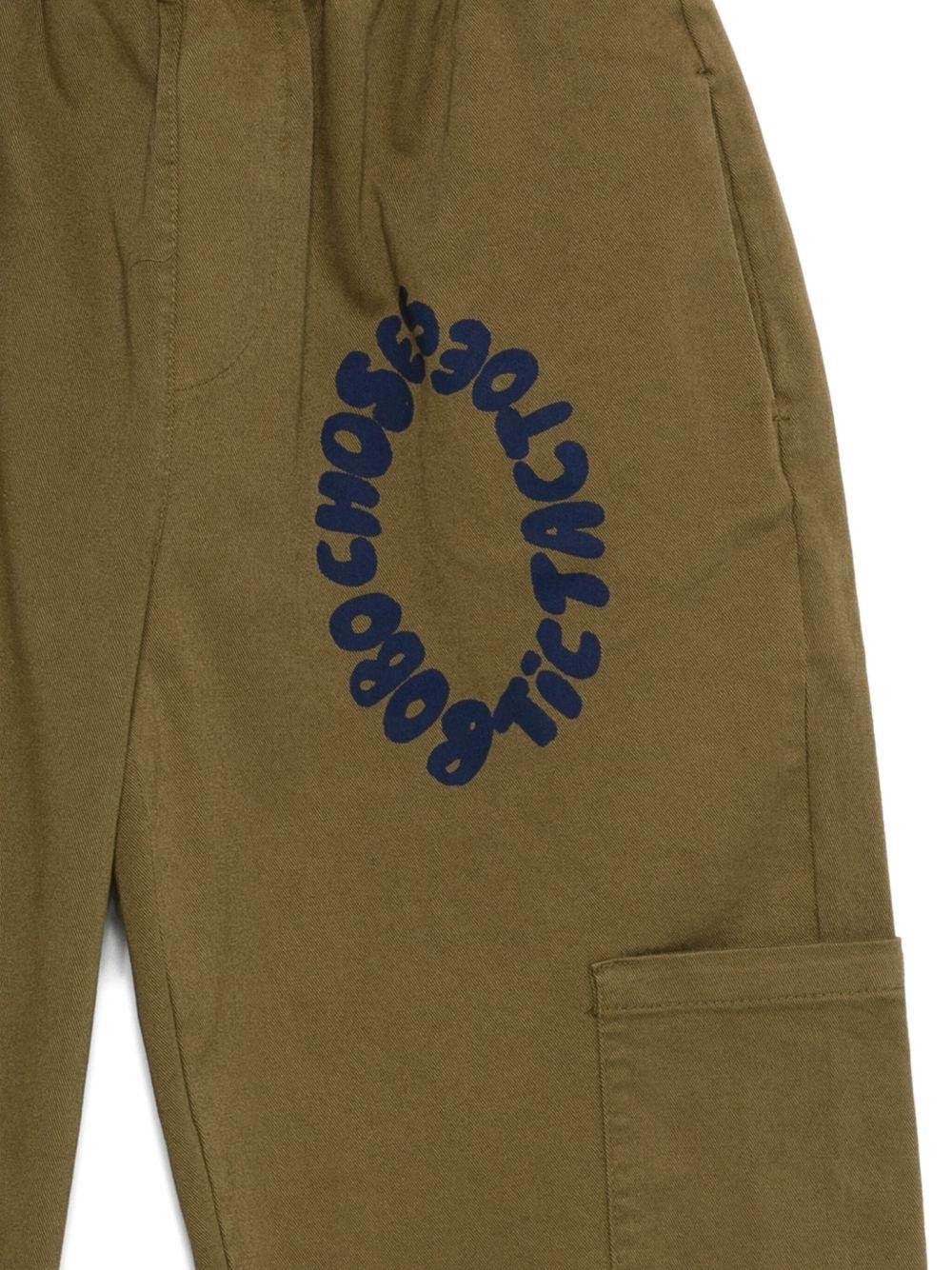 Pantaloni per bambino Bobo Choses verdi con stampa logo - Rubino Kids