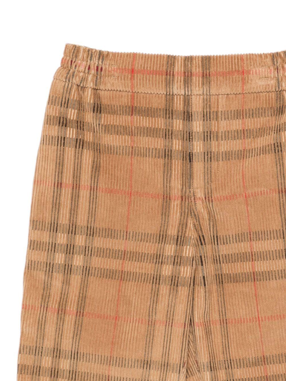 Pantaloni per bambino Burberry Kids beige con stampa Burberry Check - Rubino Kids