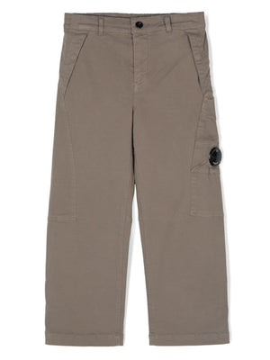 Pantaloni per bambino C.P. Company Kids grigio con applicazione sulla gamba