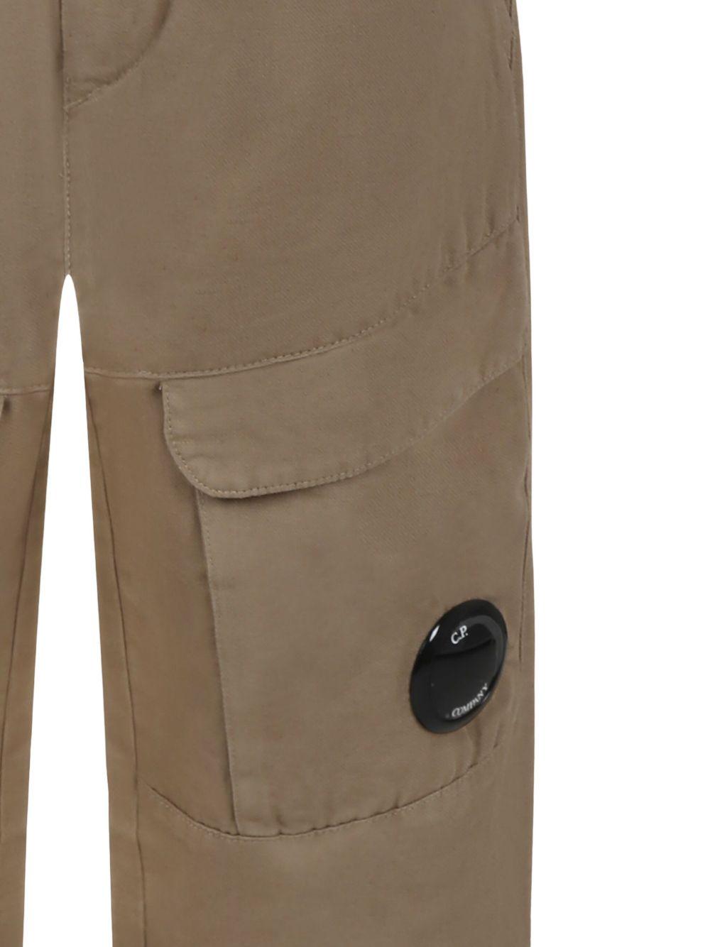 Pantaloni per bambino C.P. Company Kids marrone modello cargo con logo - Rubino Kids