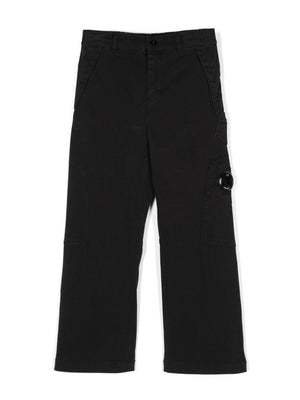 Pantaloni per bambino C.P. Company Kids nero con applicazione sulla gamba