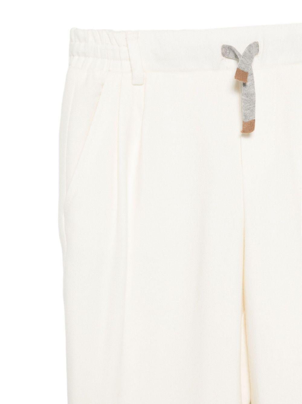 Pantaloni per bambino Eleventy Kids bianco con chiusura frontale plissettata - Rubino Kids