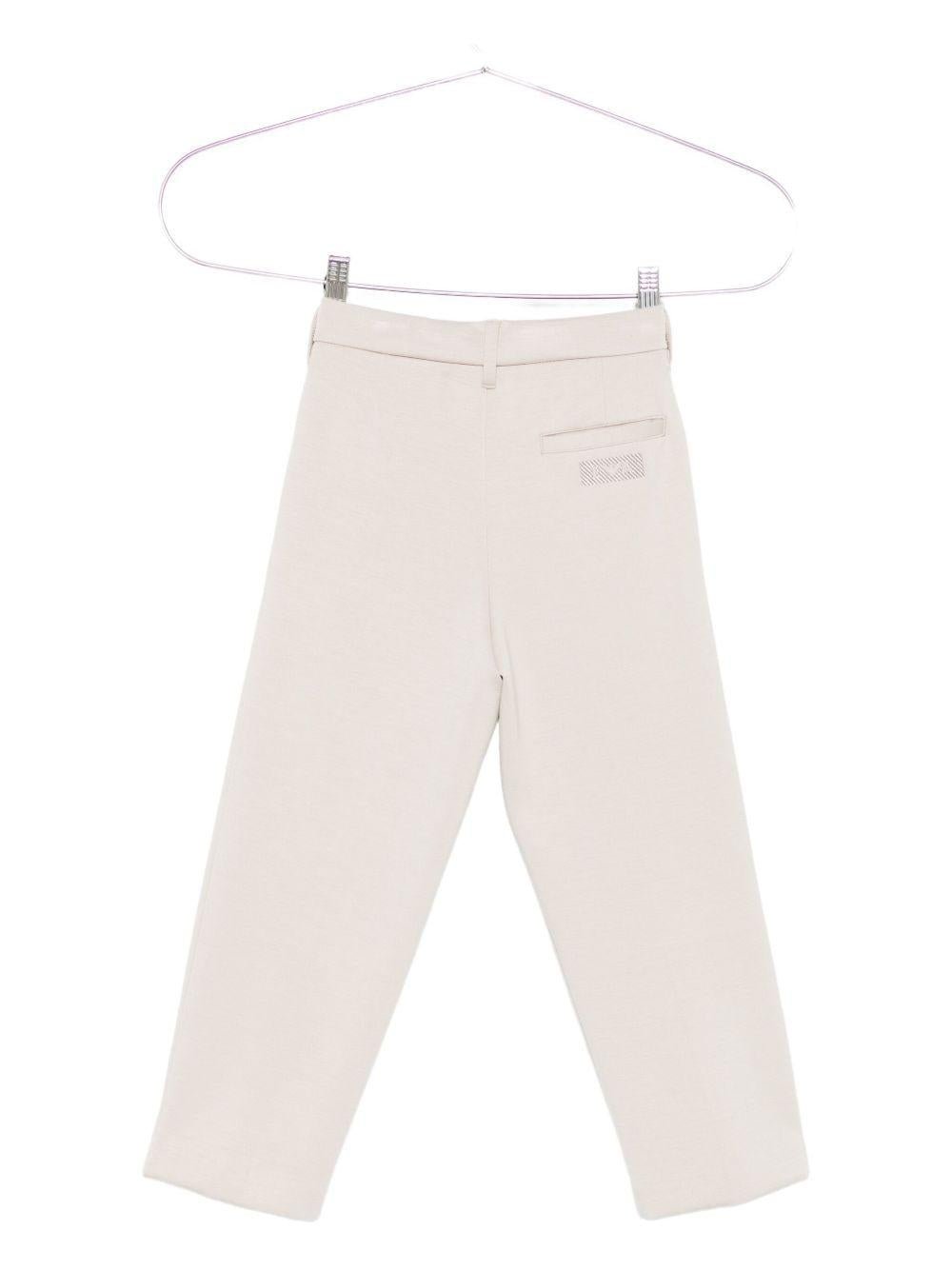 Pantaloni per bambino Emporio Armani Kids beige con dettaglio logo - Rubino Kids