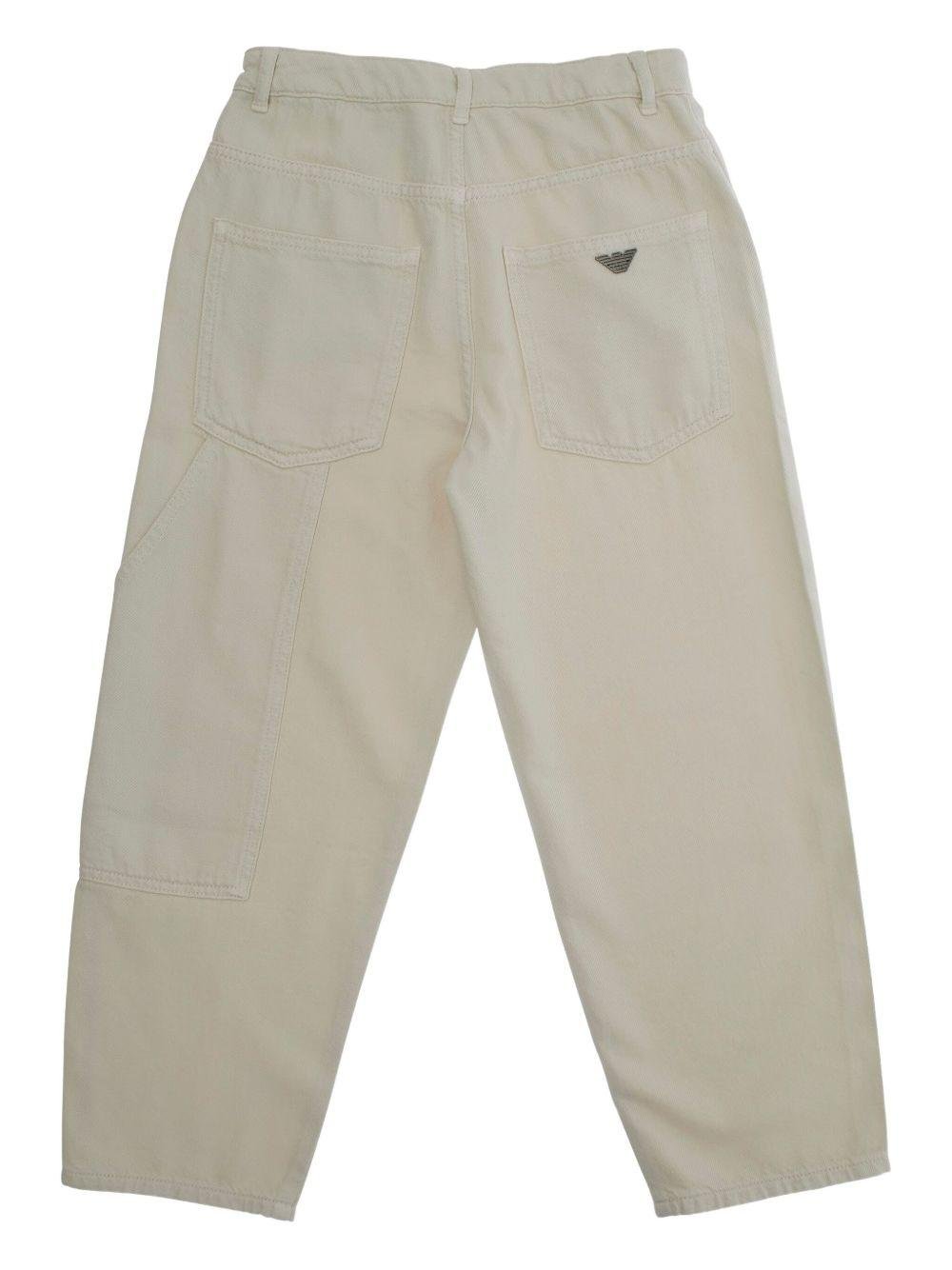 Pantaloni per bambino Emporio Armani Kids beige con tasche applicate - Rubino Kids