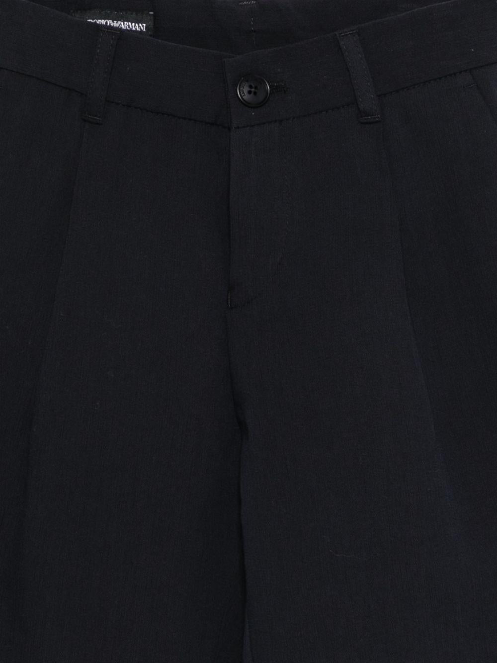 Pantaloni per bambino Emporio Armani Kids blu con dettagli plissettati - Rubino Kids