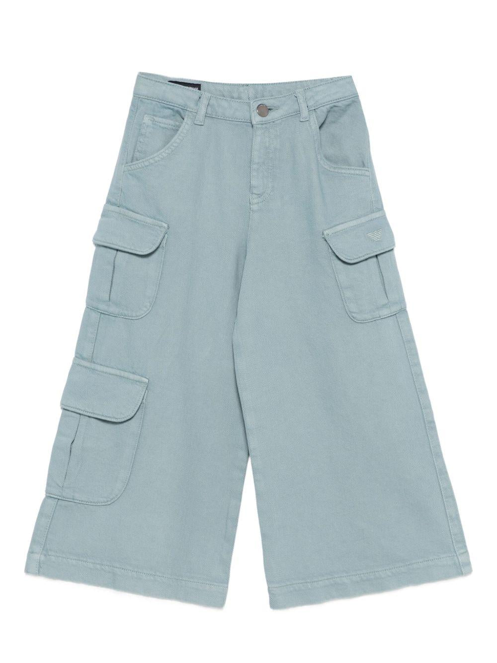 Pantaloni per bambino Emporio Armani Kids grigi con tasche cargo - Rubino Kids