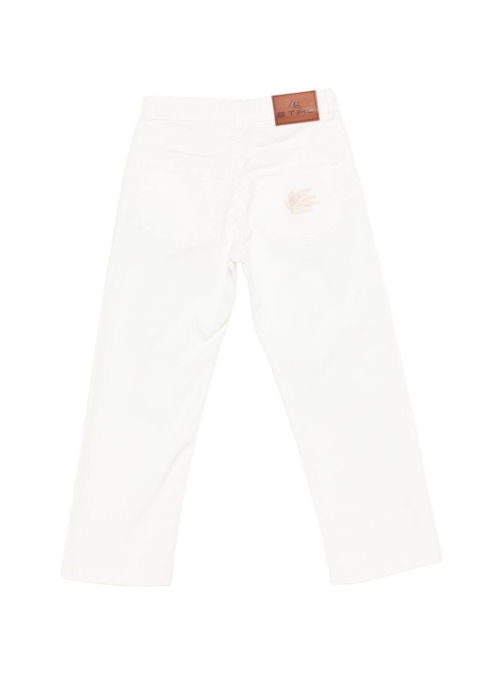 Pantaloni per bambino Etro Kids bianchi con ricamo - Rubino Kids