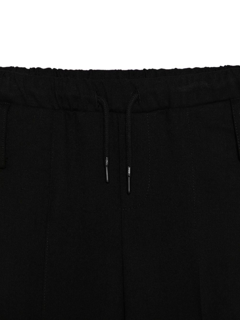 Pantaloni per bambino John Richmond Junior nero con coulisse e ricamo logo - Rubino Kids